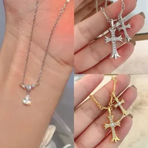 Lymphatic Magnetic Therapy Cross Design Diamond Necklace - Image 17