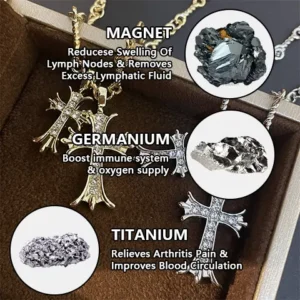 Lymphatic Magnetic Therapy Cross Design Diamond Necklace - Image 4