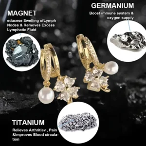 Four-Leaf Clover Lymphvity Magne Therapy Germanium Earrings - Image 3