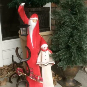 ❄Winter is coming❄ Snowman Sculpture With Solar Lantern - Image 2