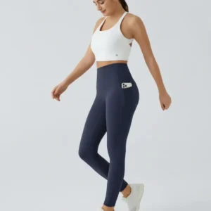 High Waisted Waist Shaping Pocket Shaping Training Leggings - Image 16