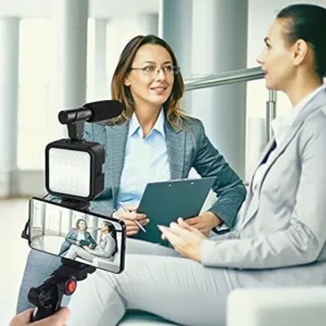 Professional video Microphone kit with Tripod Stand and LED Light - Image 4
