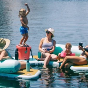 This Giant Curved Inflatable Dock Holds Up To 6 Adults and a Cooler - Image 2