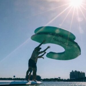 This Giant Curved Inflatable Dock Holds Up To 6 Adults and a Cooler - Image 4