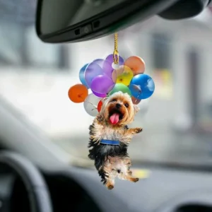 Yorkshire Terrier Dog Fly With Bubbles Car Hanging Ornament-2D Effect - Image 2