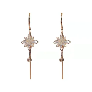 Brilliant Flower Fringe Earrings - Image 7