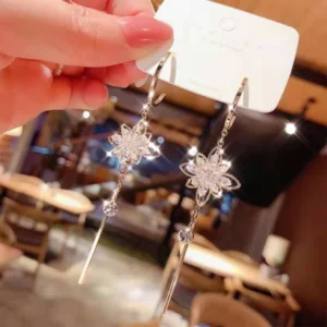 Brilliant Flower Fringe Earrings - Image 9