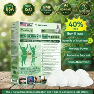 Moringa Berberine NAD 𝟏𝟎-𝐢𝐧-𝟏 𝐀𝐝𝐯𝐚𝐧𝐜𝐞𝐝 𝐍𝐚𝐧𝐨 𝐌𝐢𝐜𝐫𝐨𝐧𝐞𝐞𝐝𝐥𝐞 𝐏𝐚𝐭𝐜𝐡