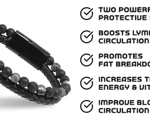 Natural Agate Stone Leather Beaded Bracelet - Image 2