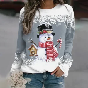 Multicolor Snowman Print Christmas Sweatshirt - Image 8