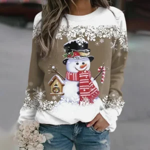 Multicolor Snowman Print Christmas Sweatshirt - Image 7