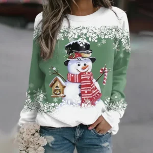 Multicolor Snowman Print Christmas Sweatshirt - Image 4