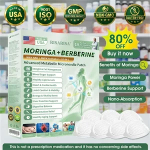 Moringa · Berberine × NAD+ 𝟏𝟎-𝐢𝐧-𝟏 𝐀𝐝𝐯𝐚𝐧𝐜𝐞𝐝 𝐍𝐚𝐧𝐨 𝐌𝐢𝐜𝐫𝐨𝐧𝐞𝐞𝐝𝐥𝐞 𝐏𝐚𝐭𝐜𝐡