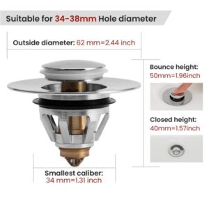 Stainless Steel Rebound Core Push Drain Filter Prevents - Image 2