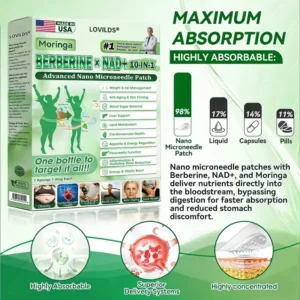 Moringa · Berberine × NAD+ 𝟏𝟎-𝐢𝐧-𝟏 𝐀𝐝𝐯𝐚𝐧𝐜𝐞𝐝 𝐍a𝐧𝐨 𝐌𝐢𝐜𝐫𝐨𝐧𝐞𝐞𝐝𝐥𝐞 𝐏𝐚𝐭𝐜𝐡