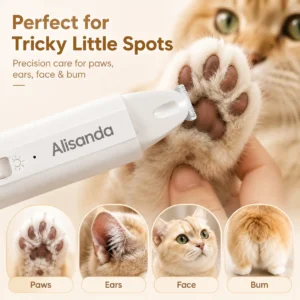 Alisanda 2-in-1 Dog Nail Clipper & Paw Hair Trimmer Kit with LED Light – Rechargeable Low-Noise Pet Grooming Tool for Dogs & Cats - Image 4