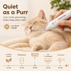 Alisanda 2-in-1 Dog Nail Clipper & Paw Hair Trimmer Kit with LED Light – Rechargeable Low-Noise Pet Grooming Tool for Dogs & Cats - Image 6
