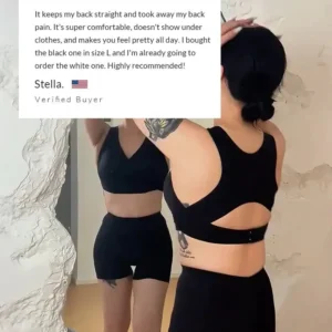 Cross Back Front Closure Wireless Posture Support Bra - Image 14