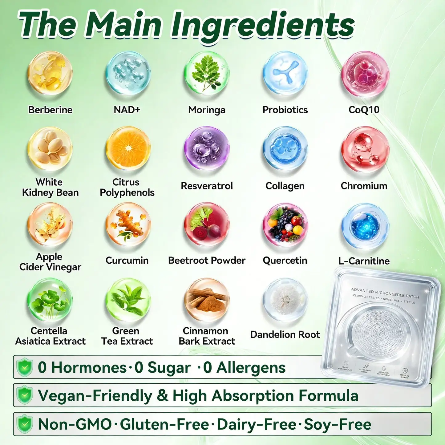 Moringa · Berberine × NAD+ 10-in-1 Advanced Nano Microneedle Patch - Image 9