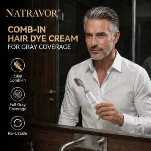 NATRAVOR Comb - In Hair DyeCream for Gray Coverage - Natural Black & Dark Brown