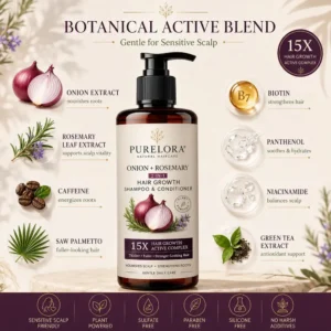 Onion & Rosemary 2-in-1 Shampoo & Conditioner with 15X Active Complex for Hair Growth - Image 17