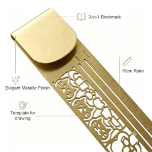 Cat Lover’s 3-in-1 Metal Bookmark Ruler - Image 2
