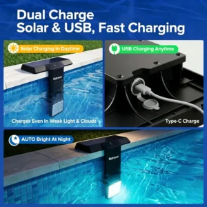 Natravor Solar Pool Light – 20 RGB Colors - IP68 Waterproof - Magnetic Mount - Image 4
