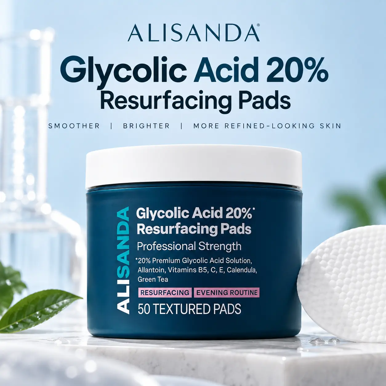 ALISANDA 20% Glycolic Acid Resurfacing Pads